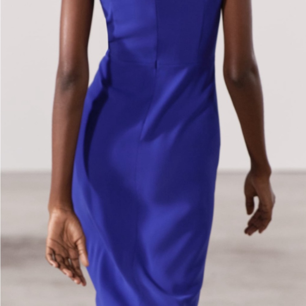 NWT Zara cobalt blue midi dress size M - Picture 2 of 5